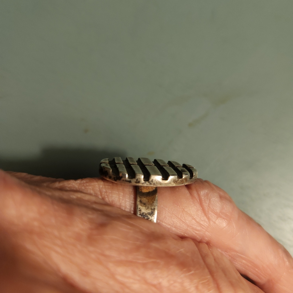 Vintage Henry Steig Modernist Rare Sterling Silver Grid Ring. - Picture 10 of 10